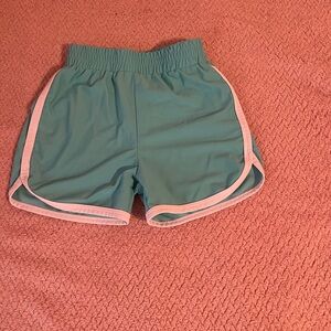 Girls' Aqua Athletic Shorts with White Trim